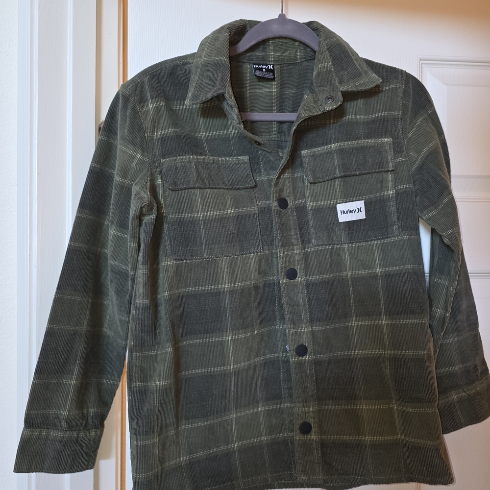 Hurley Olive Plaid Corduroy Jacket